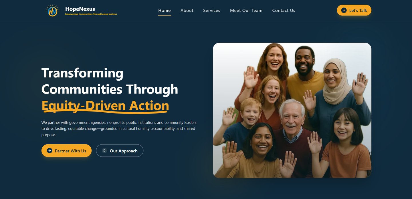 Screenshot of the HopeNexus website