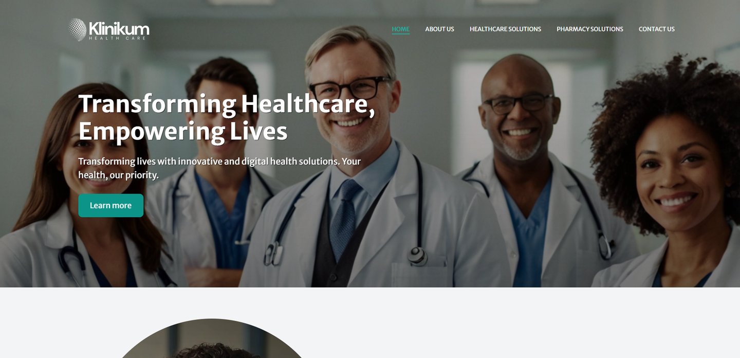 Screenshot of the Klinikum Healthcare website